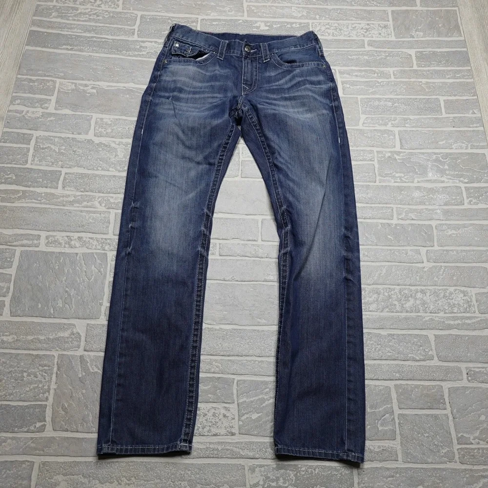 True Religion Jeans Size 33 Section Slim Western‎ Flap Pockets Blue Denim Pants